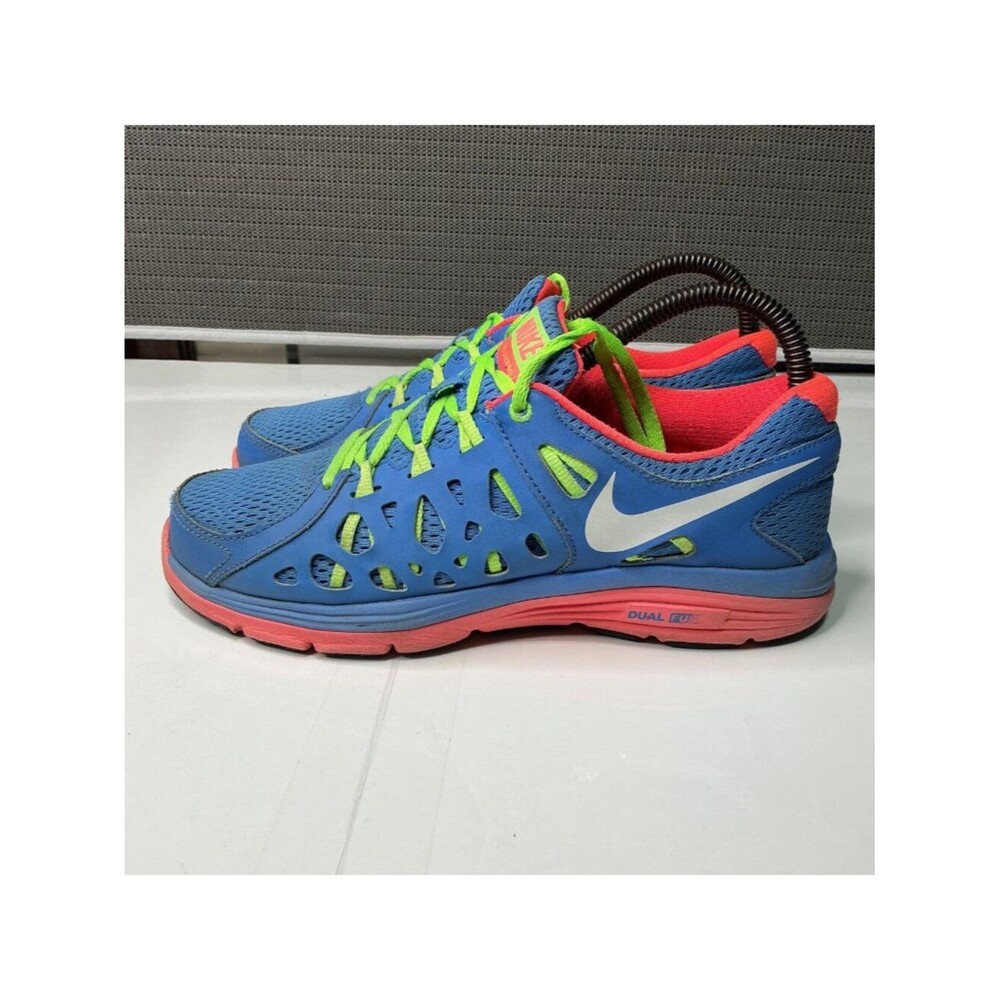 Nike Dual Fusion Run 2 Distinct Blue Flash Lime Shoe Women's Size 9 Sneakers